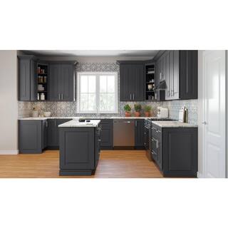 Home Decorators Collection Grayson Shaker 0.63 in. W x 23.88 in. D x 34.5 in. H in Gray Kitchen Cabinet End Panel in Deep Onyx MBEP-GDO