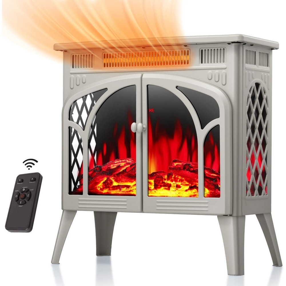 Freestanding Fireplace Heater with Realistic Flame Portable Remote Control   4.2\