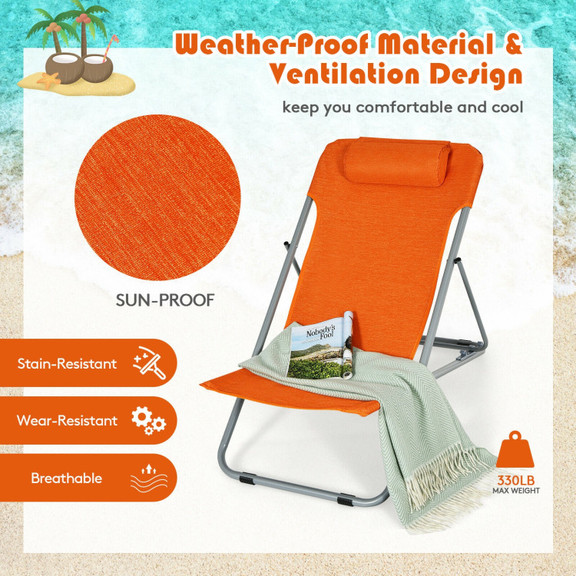 Costway 41062578 Portable Beach Chair Set of 2 wit...