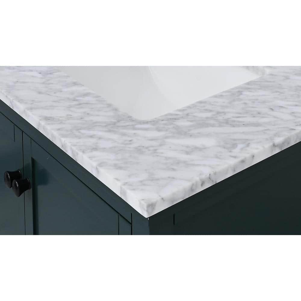 Home Decorators Collection 61 in W x 22 in D Bianco Carrara White Marble Double Basin Vanity Top with White Basins