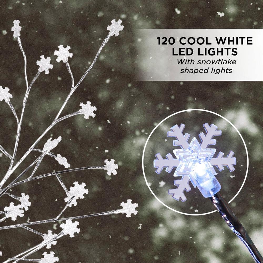 Alpine Corporation 58 in. Tall Frosty Christmas Snowflake Tree with Cool White LED Lights LAN252L