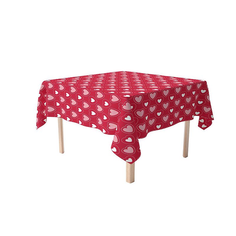 Square Tablecloth， 100% Polyester， 70x70， Hearts in Stitches