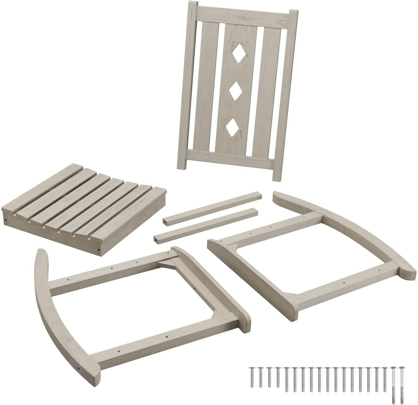 Efurden Rocking Chair Over-Sized， Weather Resistant Patio Rocker for Adults， Smooth Rocking Chair for Indoor and Outdoor，350lbs Load (Light Gray with Azure Grain)