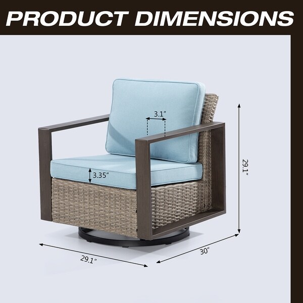 Cozywor 2Piece Patio Wicker Outdoor Rocking Chair with Metal Frame and Cushions