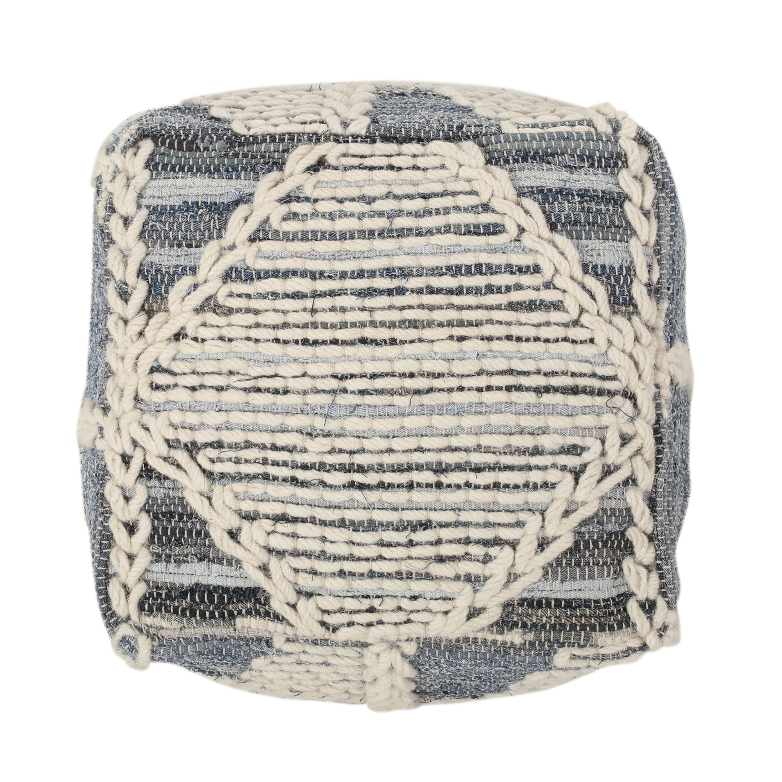 Calera Handcrafted Boho Fabric Cube Pouf