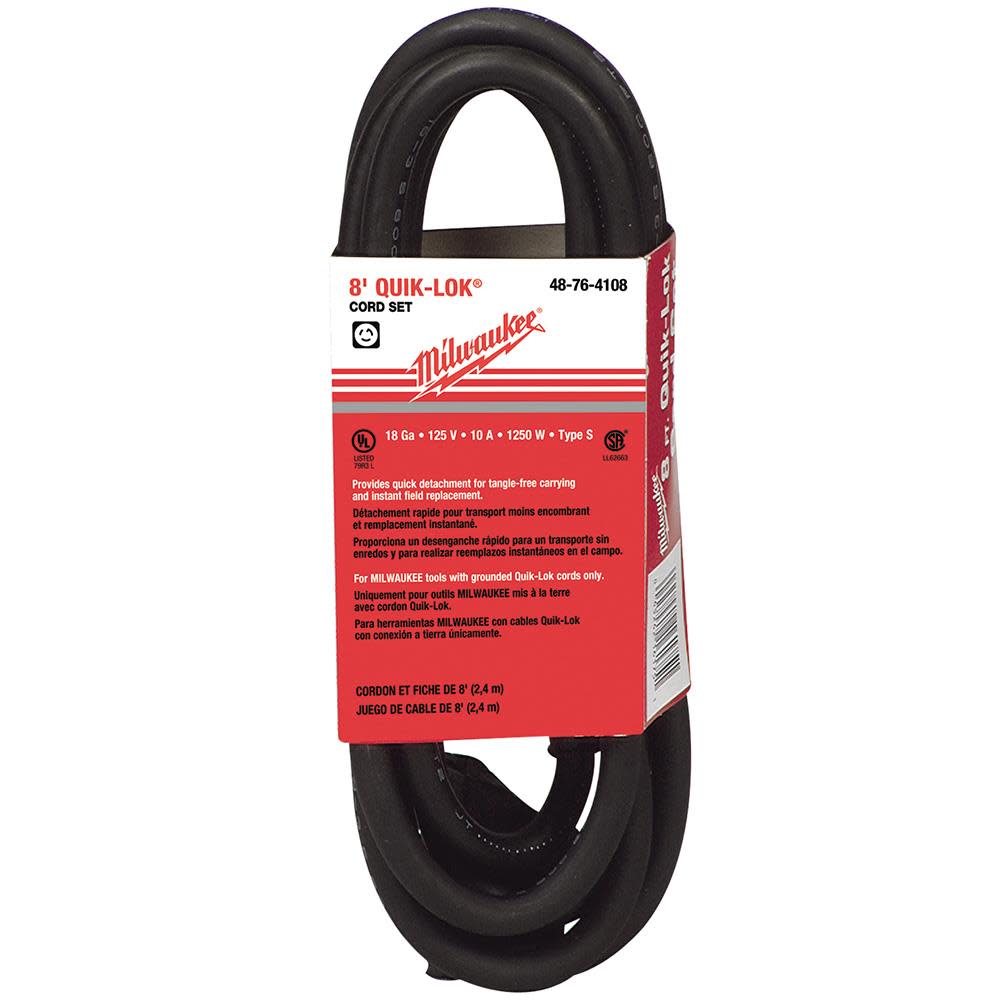 Milwaukee 8 ft. 3-Wire QUIK-LOK with Twist Style Plug Cord 48-76-4108 from Milwaukee