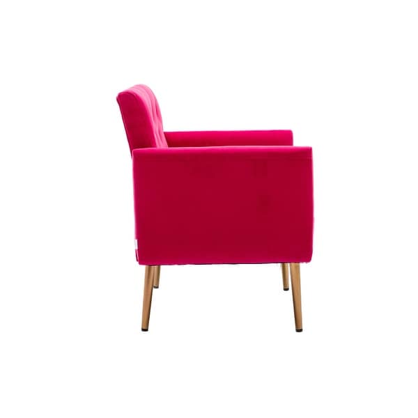 Velvet Upholstered Tufted Accent Chair With Golden feet