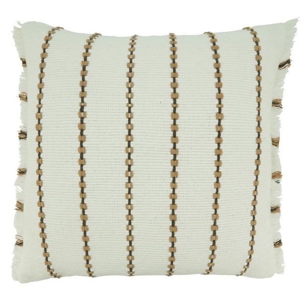 Saro Lifestyle Down Filled Throw Pillow With Striped Design 22 quot Off white