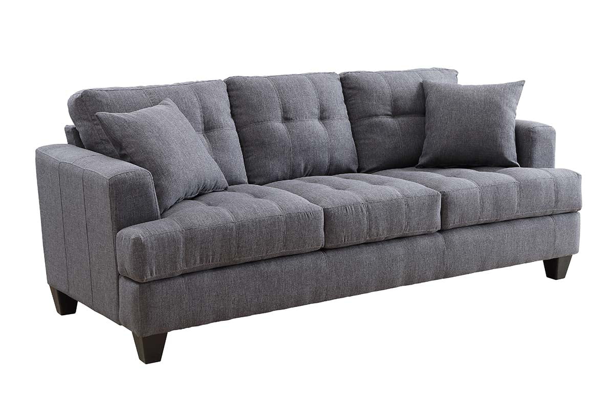 Samuel Sofa with Tufted Cushions Charcoal