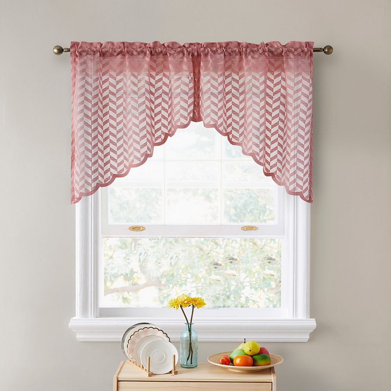 THD Herringbone Lace Sheer Rod Pocket Curtain Swags - Set of 2