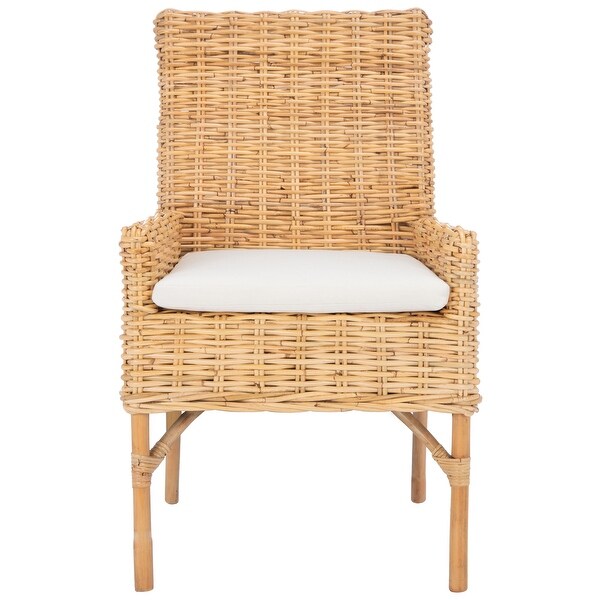 SAFAVIEH Nancy Coastal Rattan Accent Chair with Cushion - 18.5