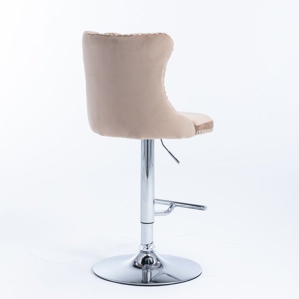 Swivel Velvet Barstools Adjusatble Seat Height