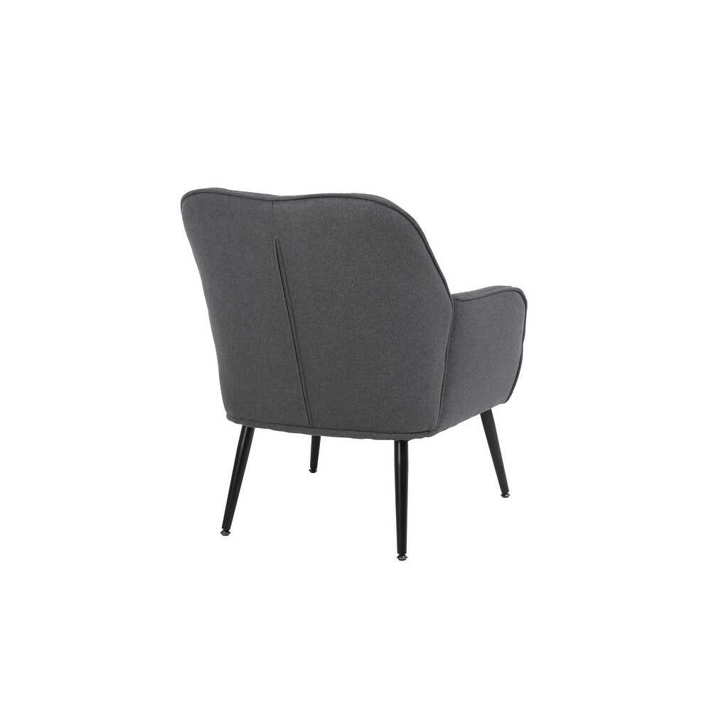 Modern Sloped Arms Armchair Dark Gray Velvet Barrel Chair Lounge Chairs Button Tufted Dining Desk Chairs Single Sofa Side Chairs