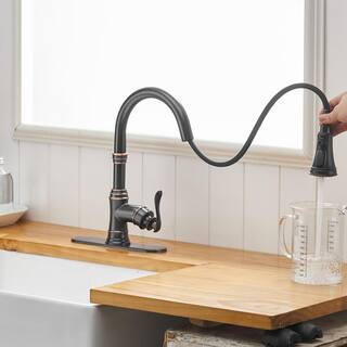 matrix decor Single Handle Pull Down Sprayer Kitchen Faucet with Spot Resistant in Oil Rubbed Bronze MDA-94551-ORB