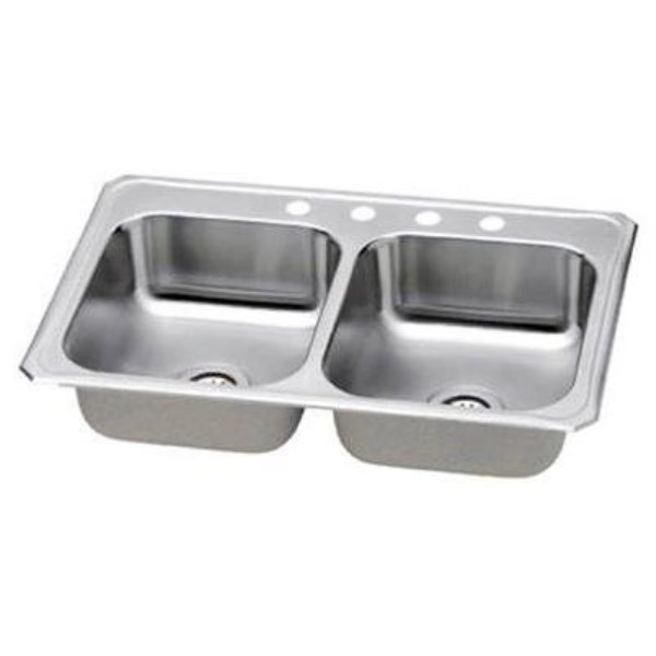 Elkay Double Bowl 33 In. x 22 In. x 7 In. Deep Stainless Steel Kitchen Sink