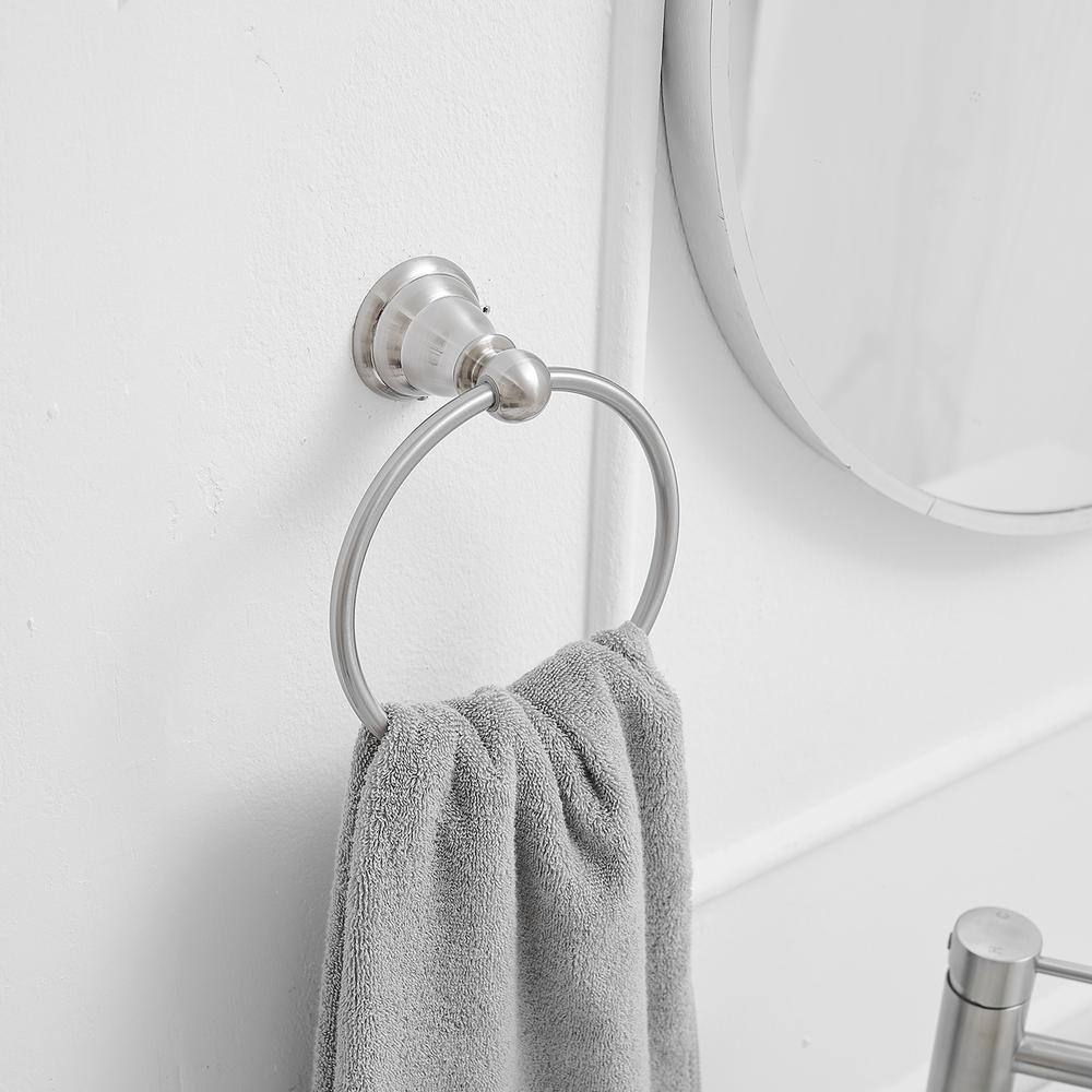 BWE Traditional Wall Mounted Towel Ring Bathroom Accessories Hardware in Brushed Nickel TR003-N