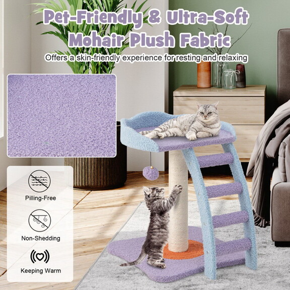 Costway 53149627 19 Inch Mohair Plush Cat Tree wit...