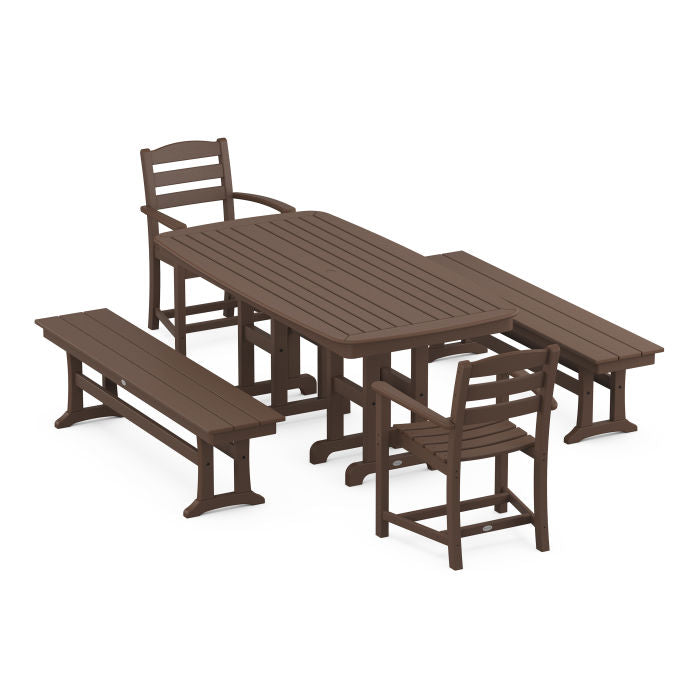 Polywood La Casa Café 5-Piece Dining Set with Benches PWS1268-1