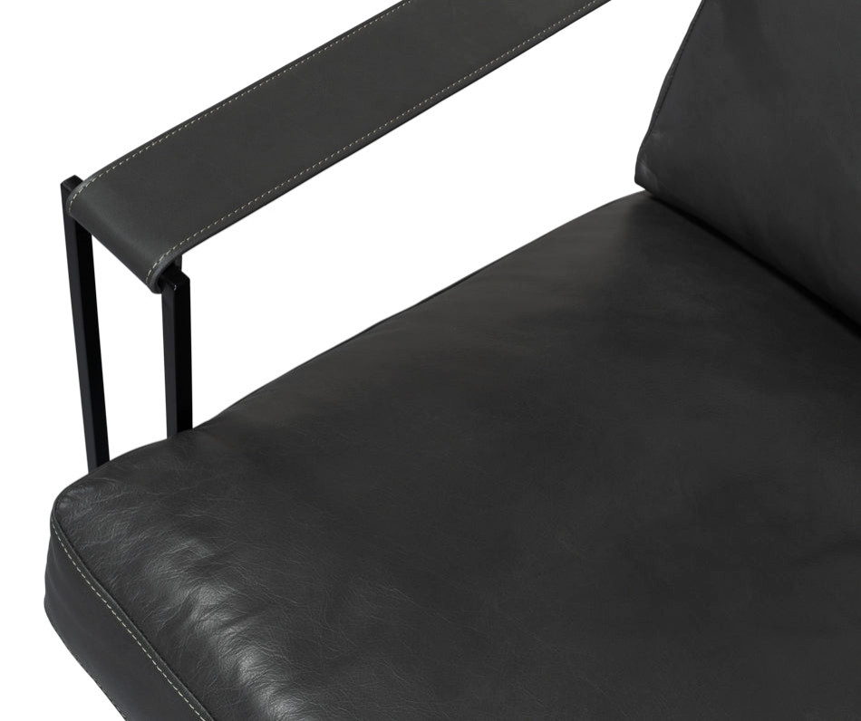 Oryan Black Leather Accent Chair Metal Frame   Contemporary   Armchairs And Accent Chairs   by Sideboards and Things  Houzz