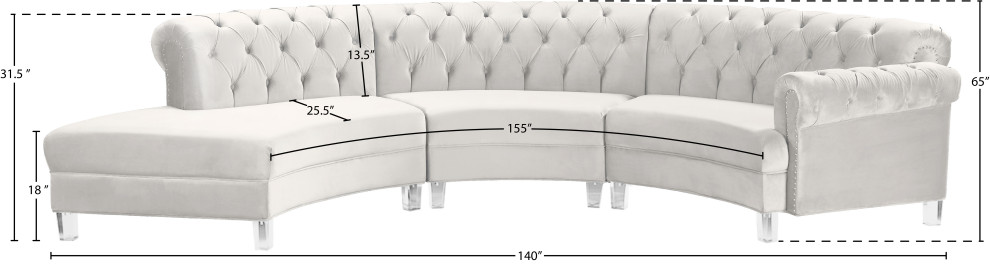 Anabella Velvet Sectional   Contemporary   Sectional Sofas   by Meridian Furniture  Houzz