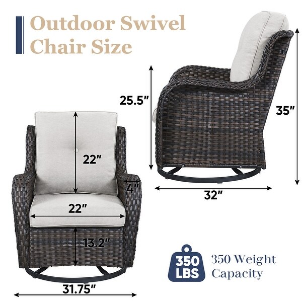 Pocassy PE Wicker Rocking Chair Swivel Chairs Glider Chair