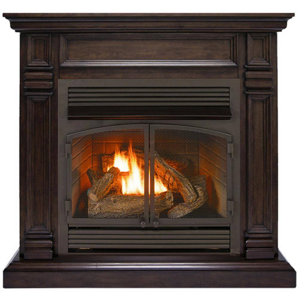 Duluth Forge Dual Fuel Ventless Fireplace - 32000 BTU Remote Control Chocolate Finish 170158