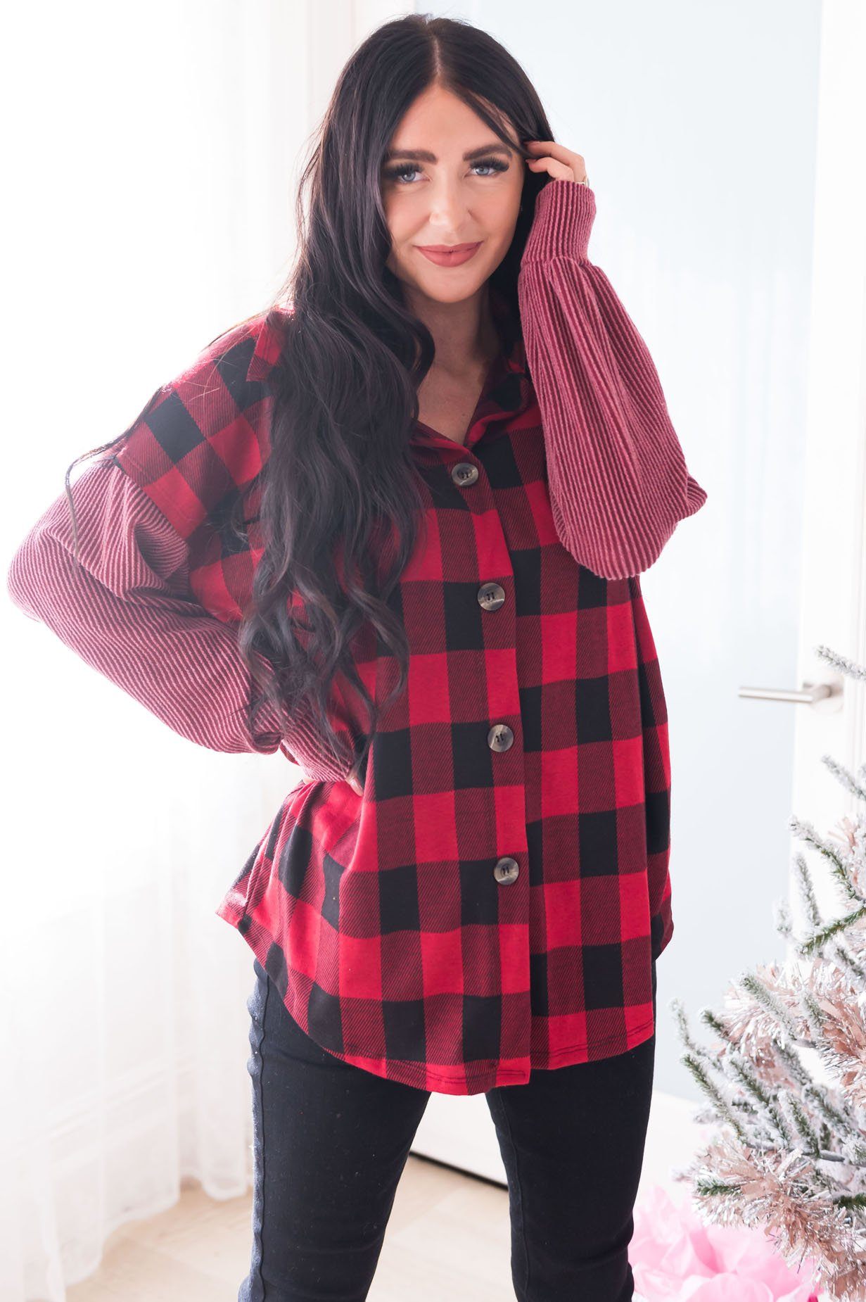 Prettiest Plaid Modest Blouse