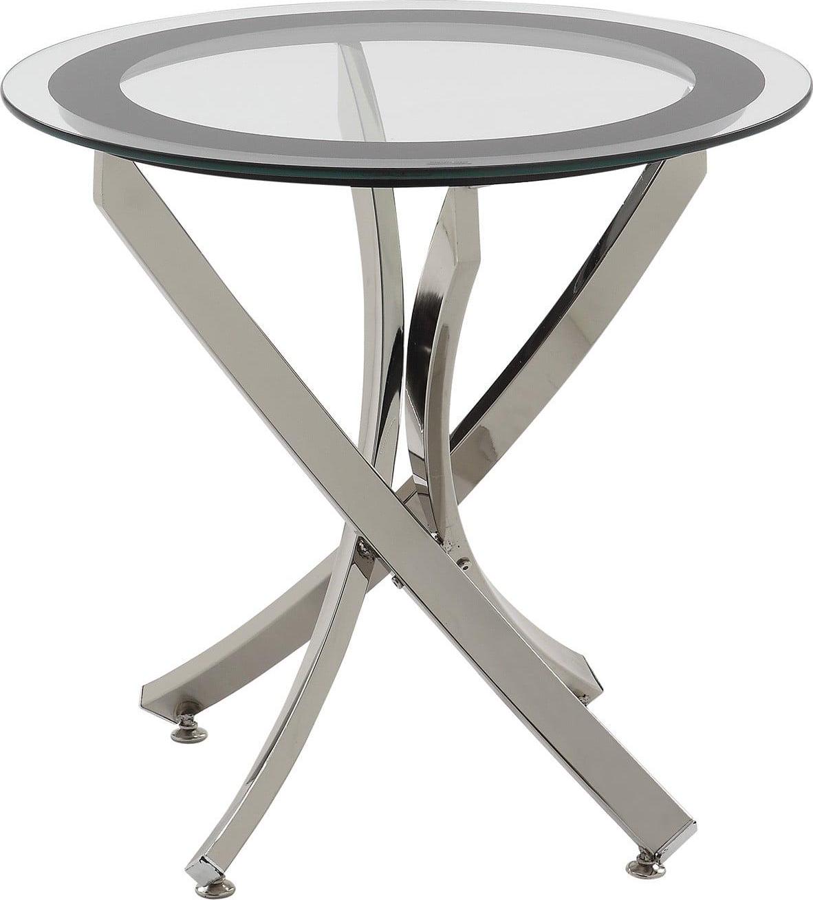 Coaster Home Furnishings Modern Contemporary Round Clear Tempered Glass End Table  Chrome