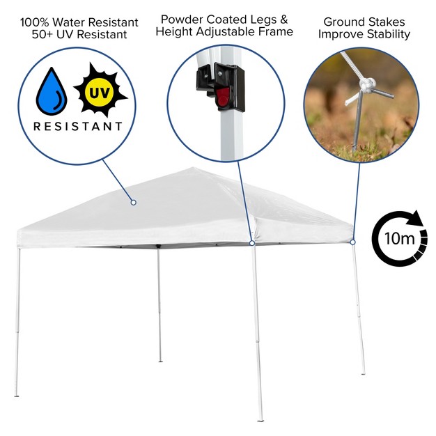 Flash Furniture 10 x27 x10 x27 Pop Up Event Canopy Tent With Carry Bag And Folding Bench Set Portable Tailgate Camping Event Set