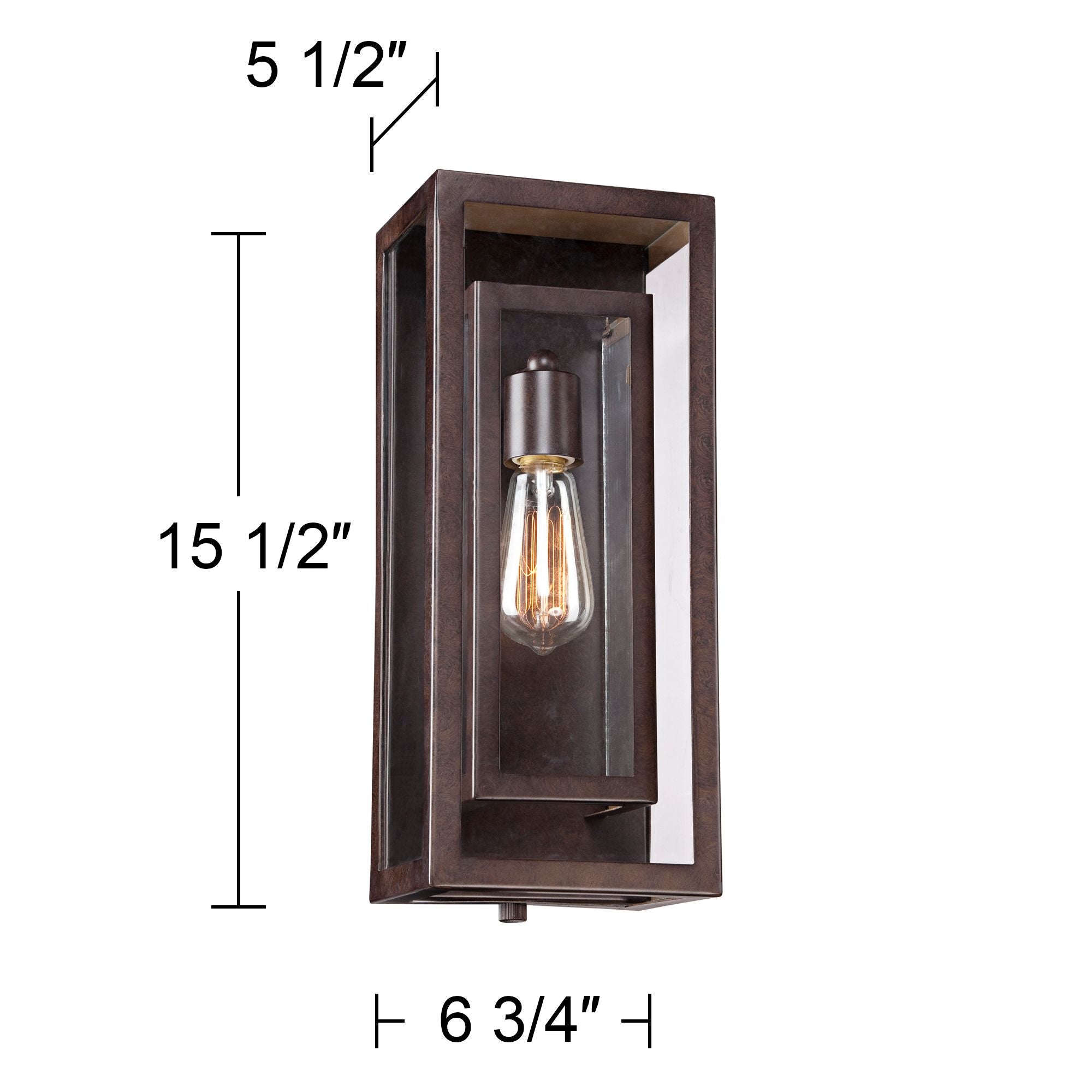 Possini Euro Design Modern Outdoor Wall Light Fixture Bronze Double Box 15 1/2" Clear Glass Exterior House Deck