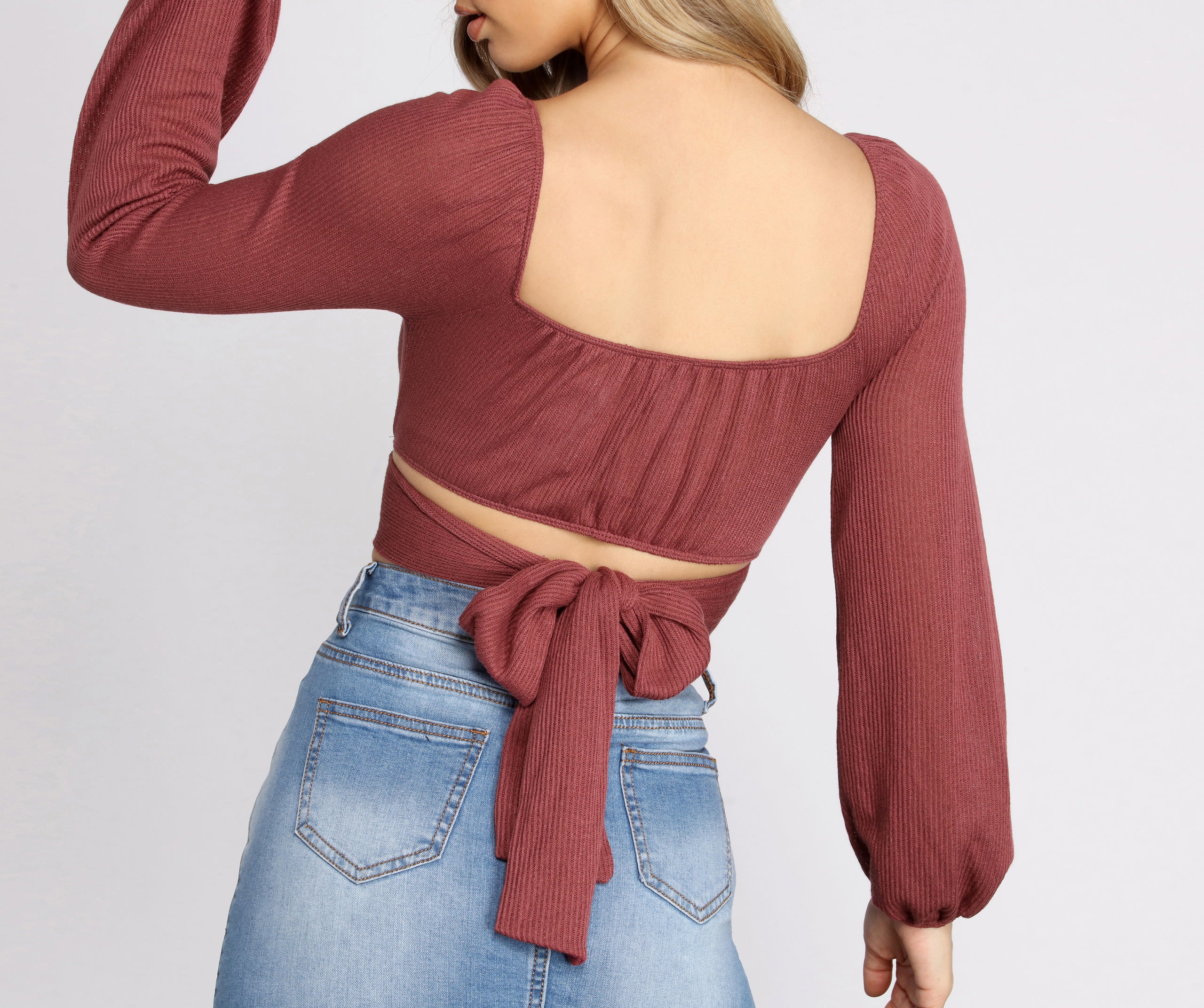 Tied Up Cropped Knit Top