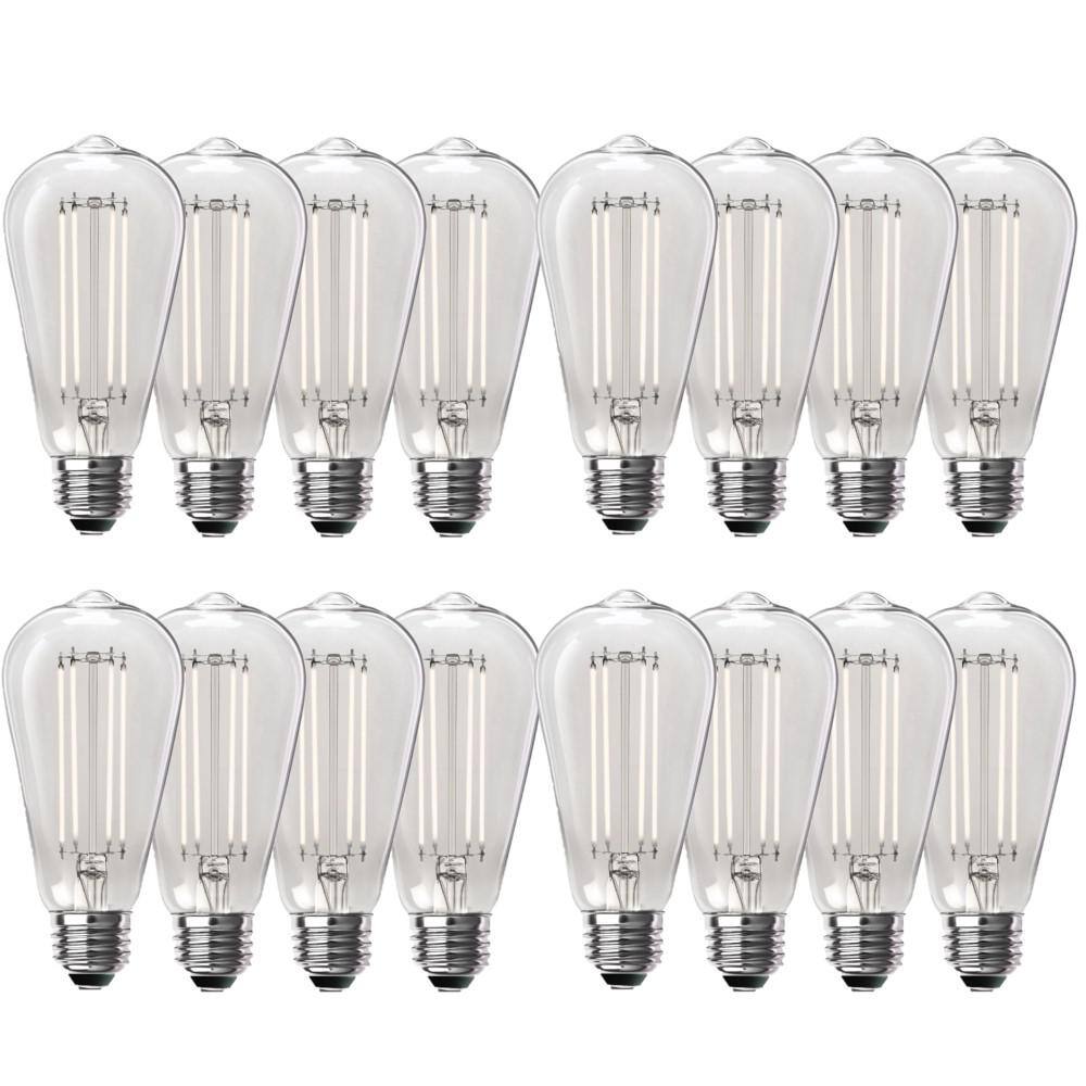 Feit Electric 100-Watt Equivalent ST19 Dimmable Straight Filament Clear Glass Vintage Edison LED Light Bulb Daylight (16-Pack) ST19100CL950CA44