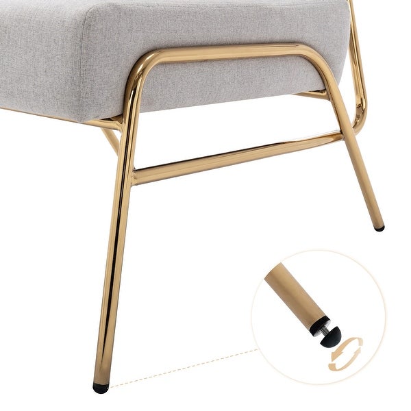 Metal Frame Slipper Chair， Armless Accent Chair Chair for Living Room， Bedroom， Home Office