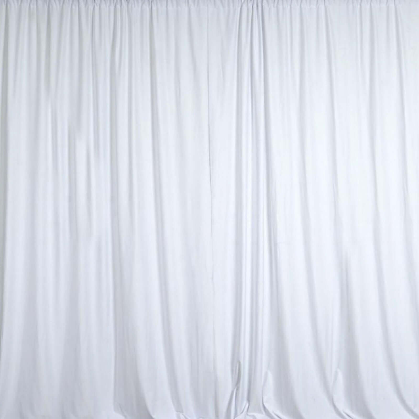 2 Pack White Scuba Polyester Backdrop Drape Curtains, Inherently Flame Resistant Event Divider Panels Wrinkle Free With Rod Pockets - 10ftx10ft