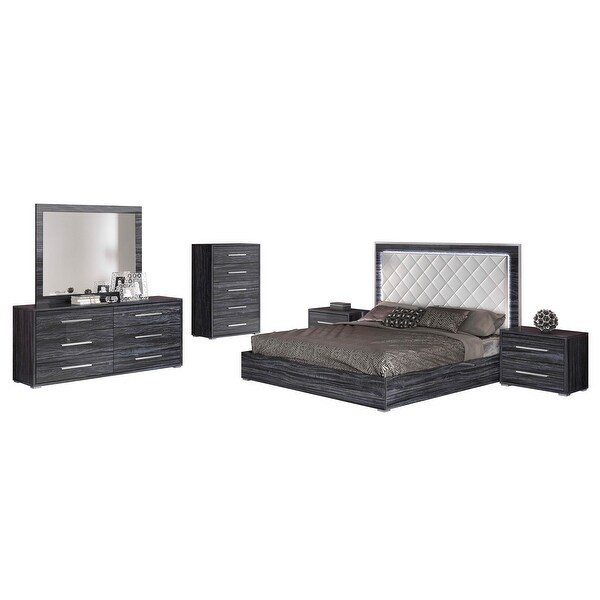 Somette Napolitan Contemporary 4-Piece Bedroom Set in Timeless Gray - - 37980773