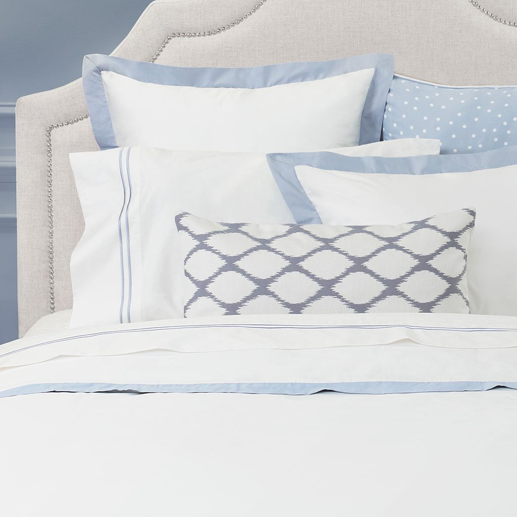 French Blue Linden Border Duvet Cover