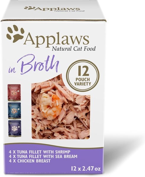 Applaws Broth Variety Pack Wet Cat Food， 2.47-oz， case of 12