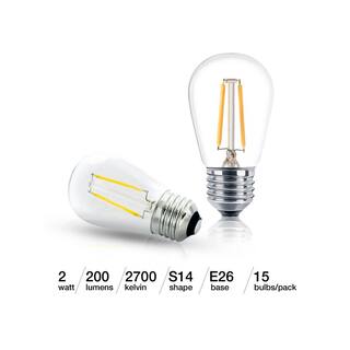 Brightech 2-Watt S14 Dimmable Energy-Saving E26 Base Vintage Edison LED Light Bulbs Soft White 2700K (15-Pack) HJ-4H2M-FEQN