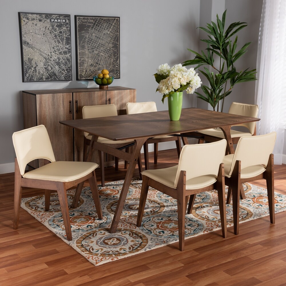 Afton Mid Century Modern 7 Piece Dining Set