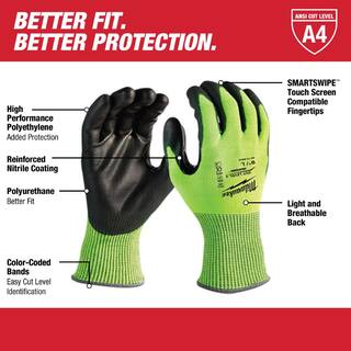 MW X-Large High Visibility Level 4 Cut Resistant Polyurethane Dipped Work Gloves (12-Pack) 48-73-8943B