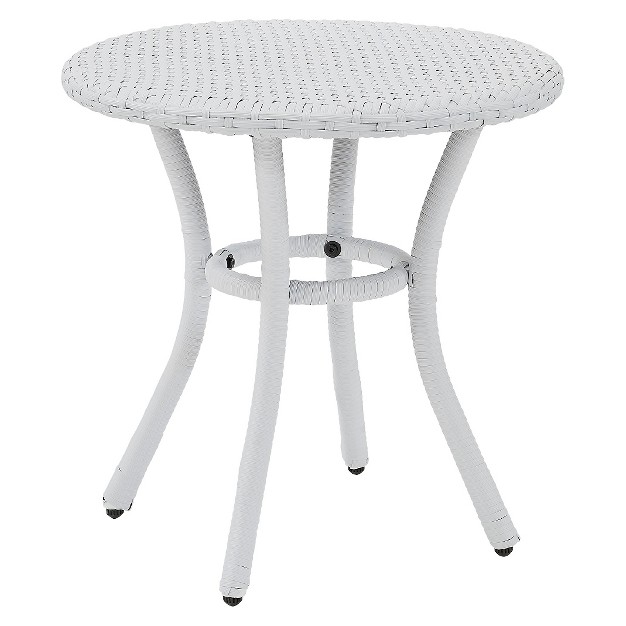 Crosley Palm Harbor Outdoor Wicker Round Side Table In White