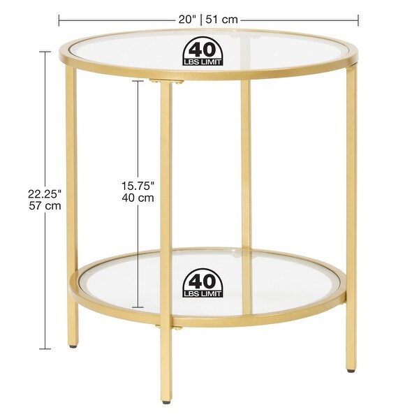 Carbon Loft Heimlich Round Glass Side Table with Metal Frame