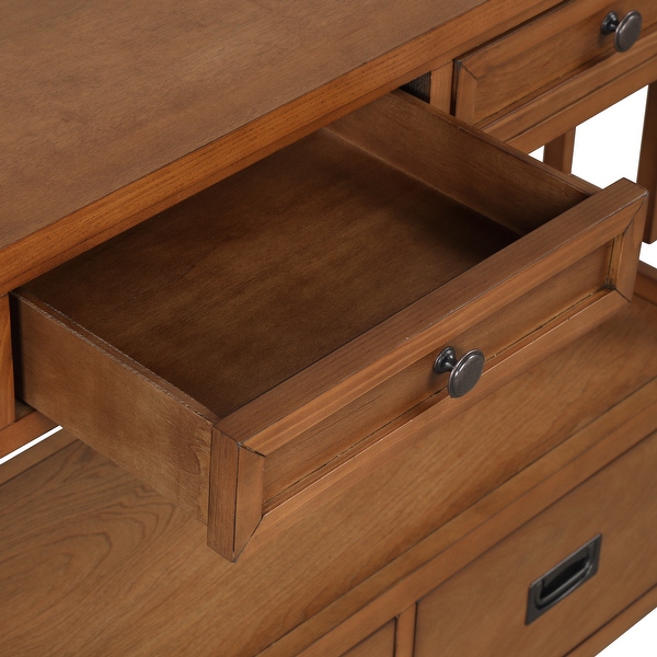 Wood Sofa Table with 4 Drawers and 1 Storage Shelf