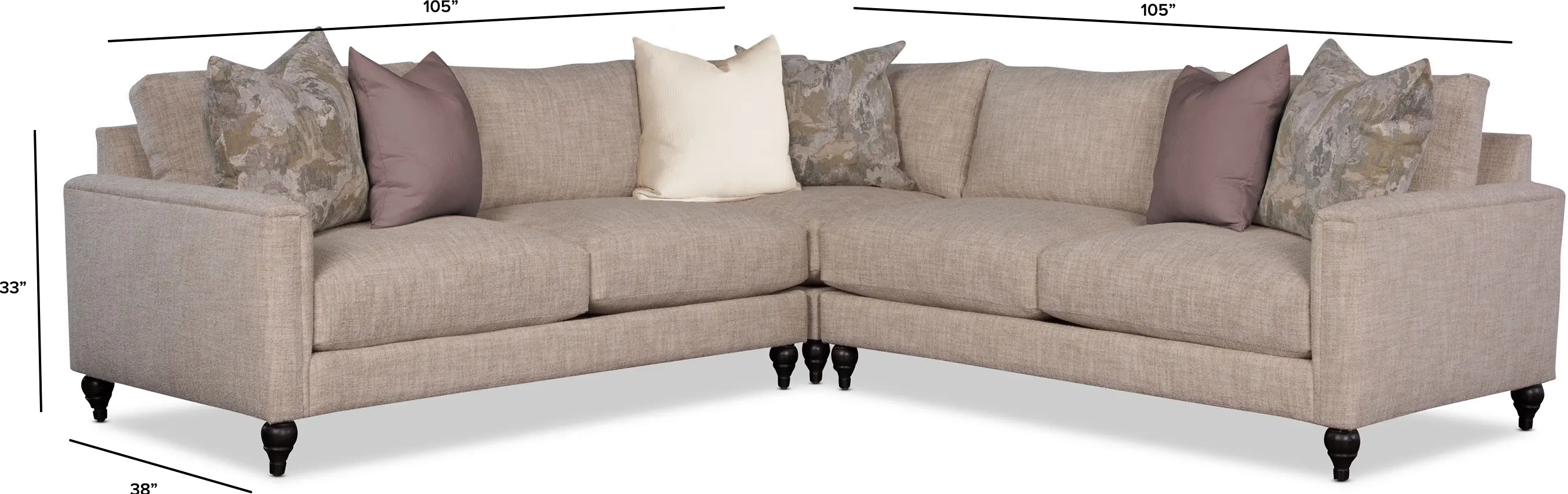 Noel Oatmeal Beige 3 Piece Sectional