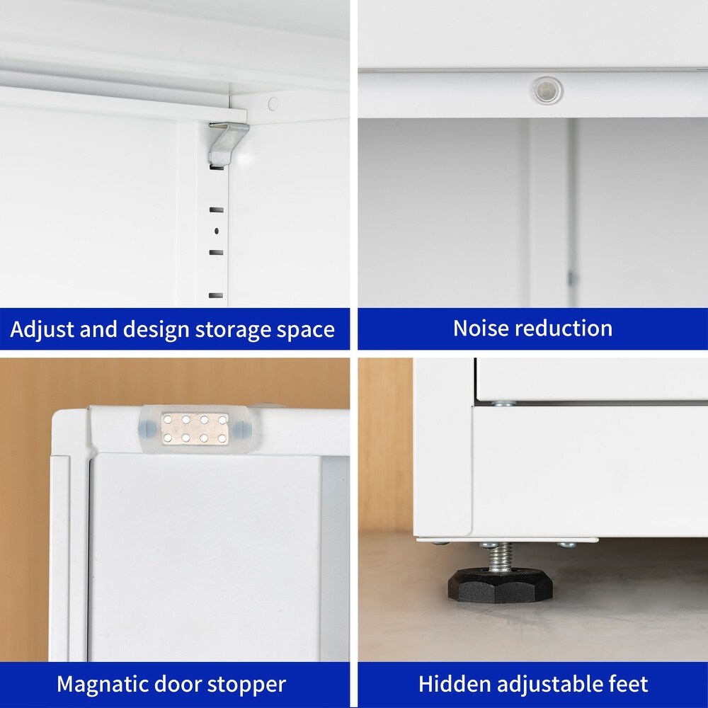 High Storage Cabinet with 2 Doors and 4 Partitions