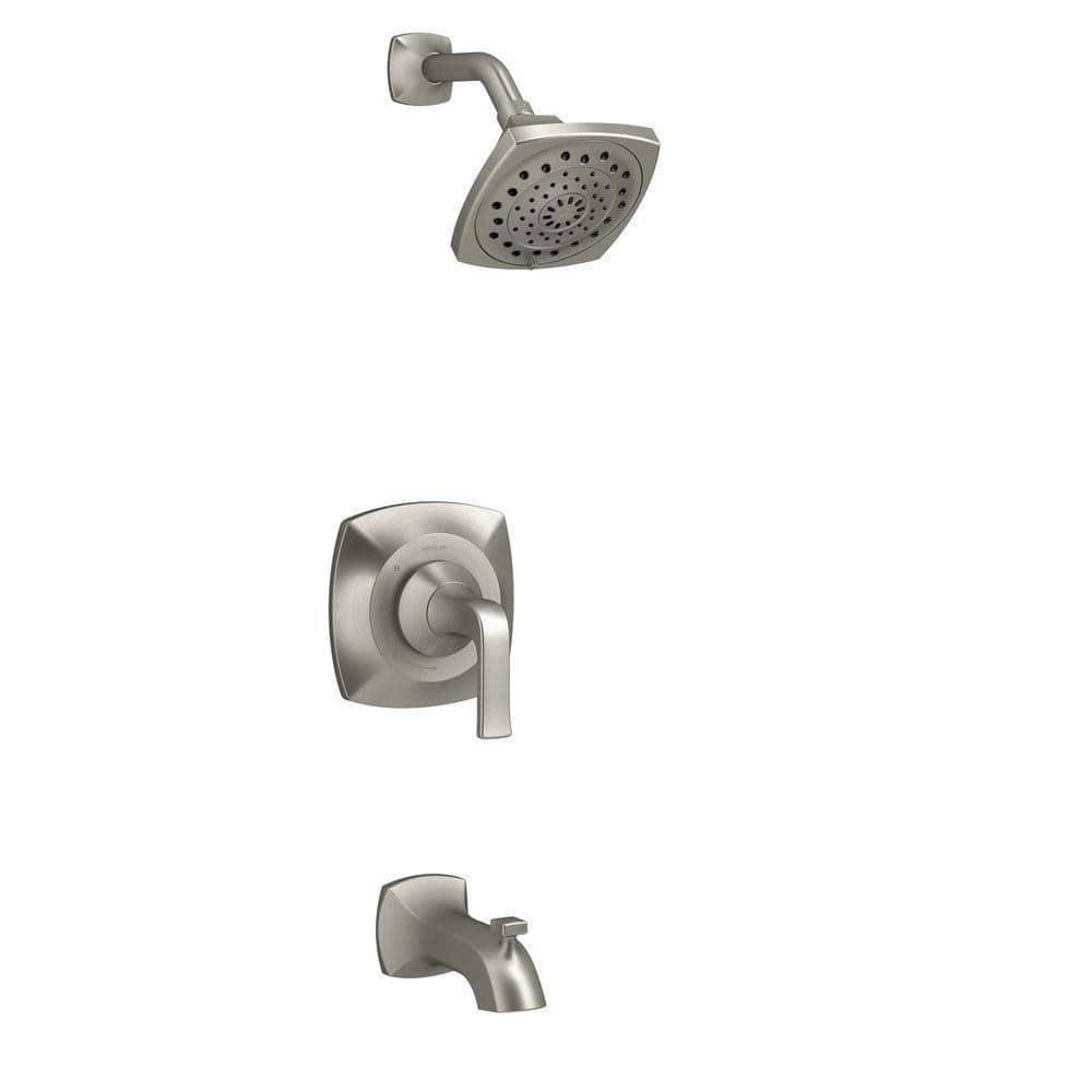 KOHLER Rubicon SingleHandle 3Spray WallMount Tub and Shower Faucet in Brushed Nickel