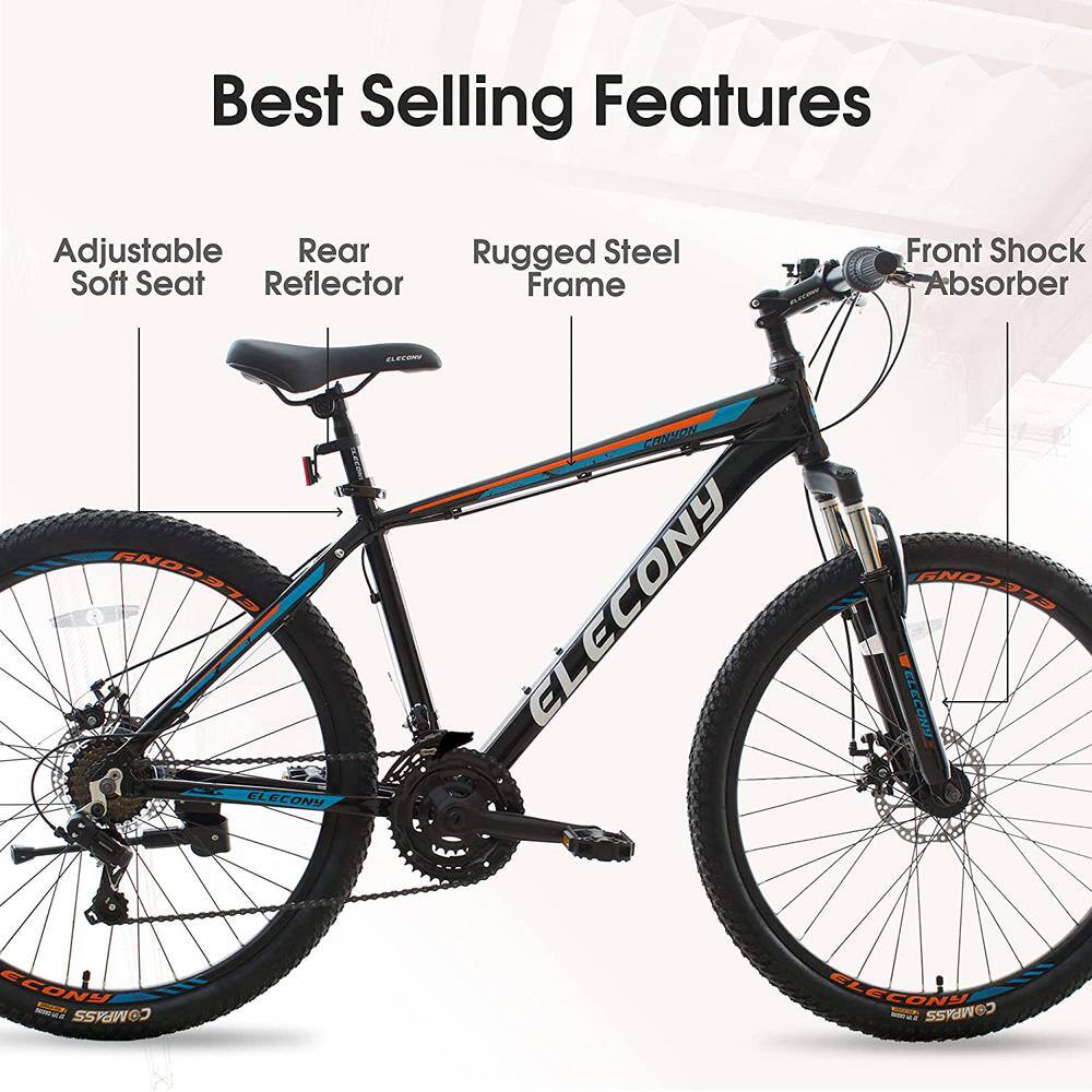 26 in. Black Mountain Bike Shimano 21 Speeds with Mechanical Disc Brakes BYY412-1