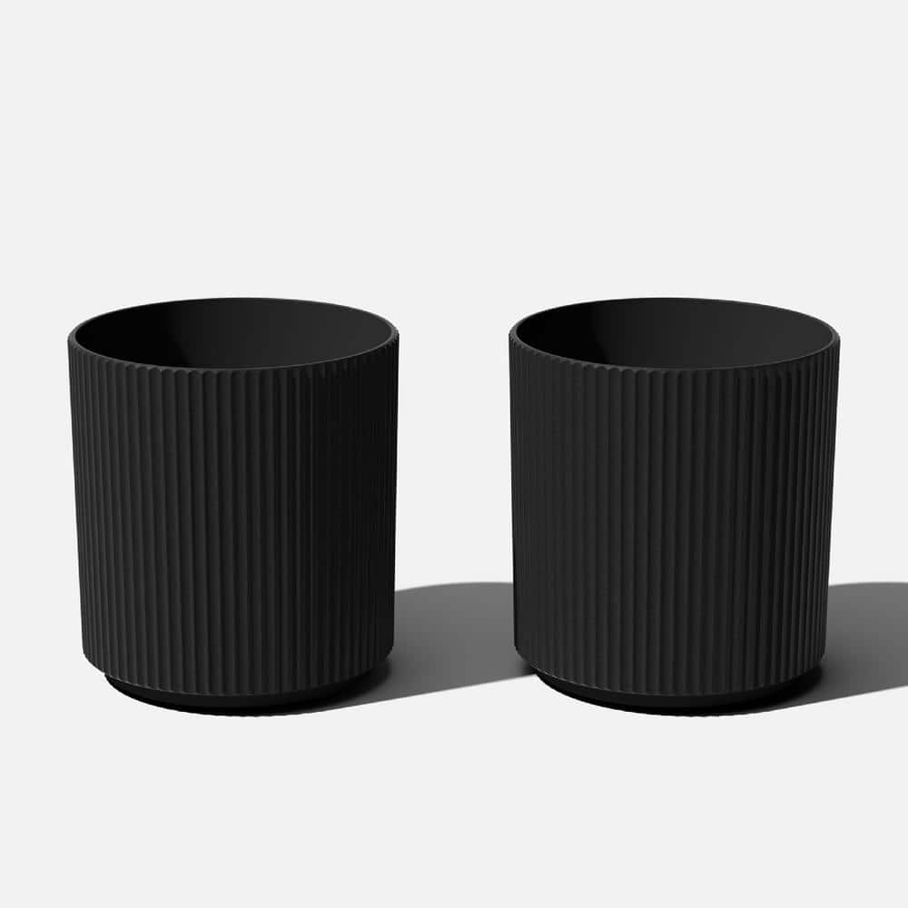 Veradek Demi 20 in. Round Black Plastic Planter (2 Pack) DMV20B-2PK