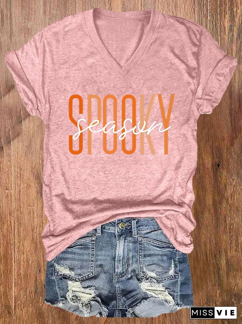 Women's Spooky Season Print Casual T-Shirt