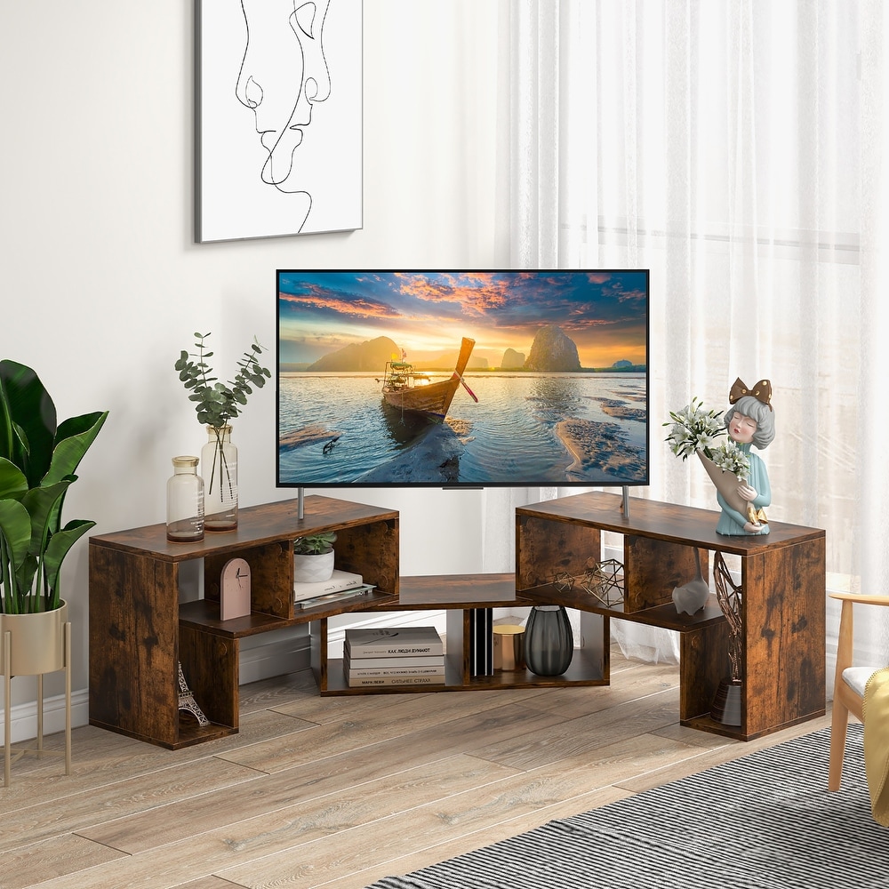 Costway 3 Pieces TV Console Stand Modern Entertainment Center Storage